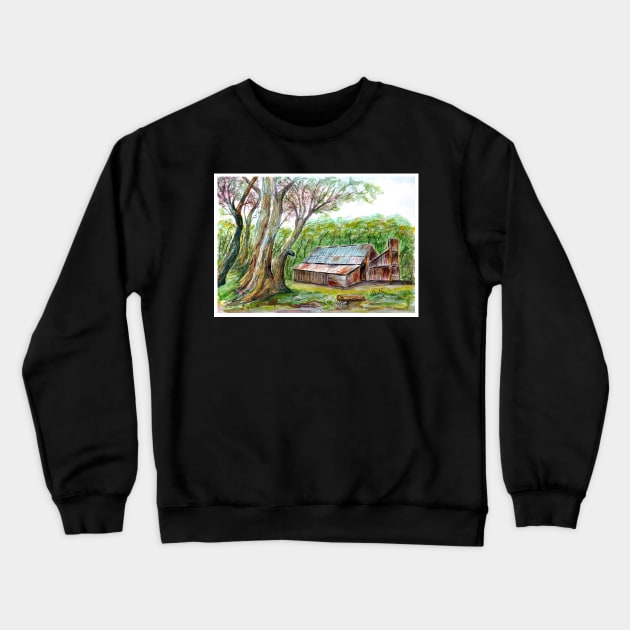 Wallace Hut near Falls Creek - Alpine National Park Victoria - Watercolour Crewneck Sweatshirt by pops